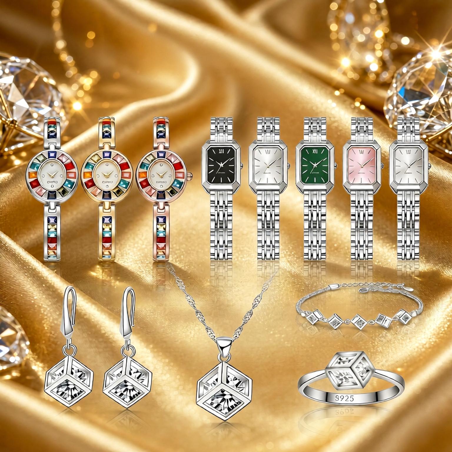 Best Jewelry Watches Women - Set Perhiasan Kalung, Anting, dan Jam
