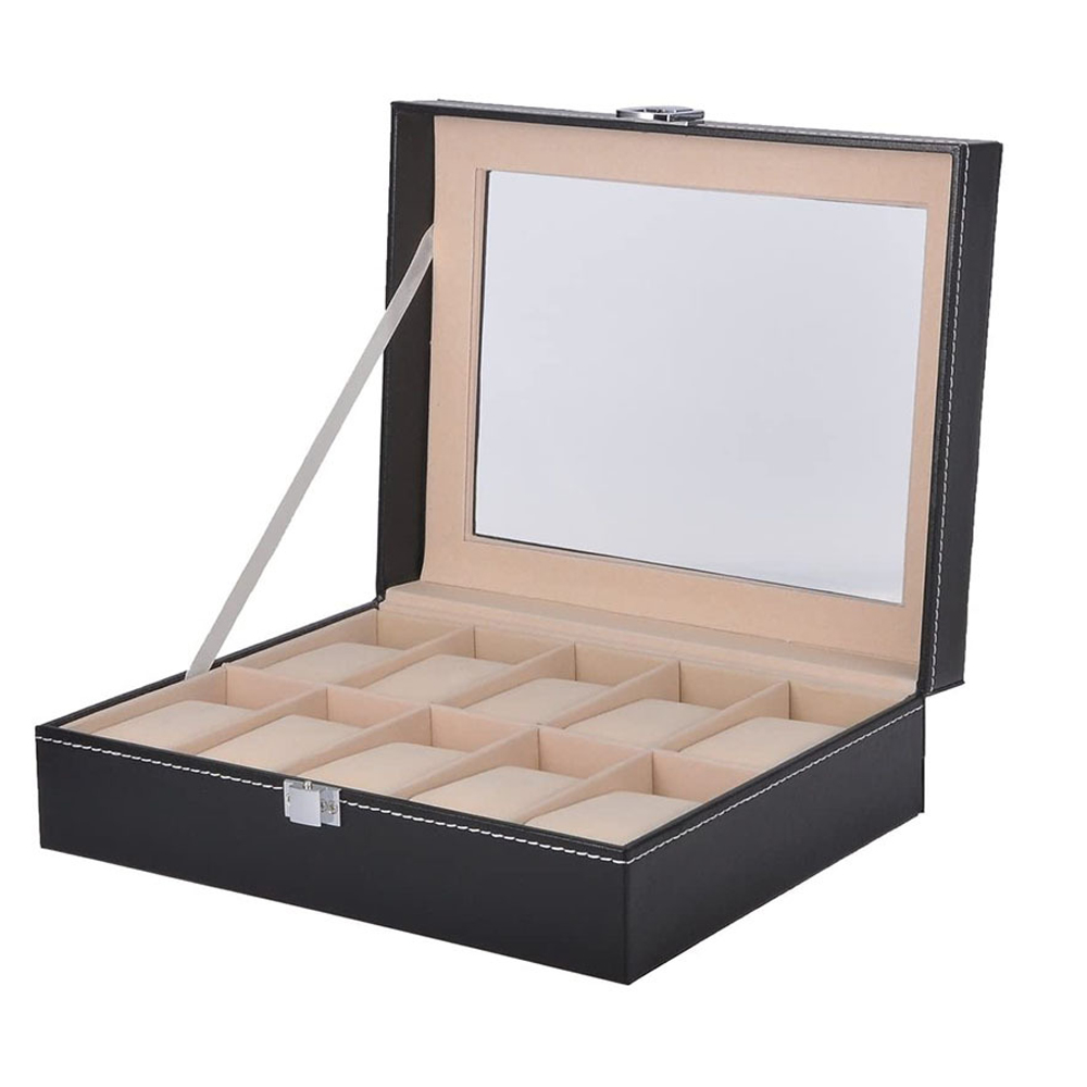 Best Jewelry Watches Women - 10-bit kulit PU abu-abu flanel Case