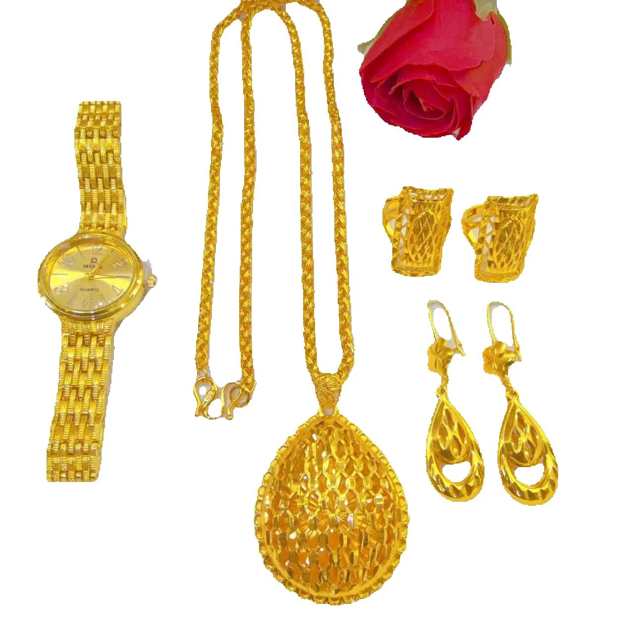 Perhiasan Set Emas Lapis 24K D - Jewelry Bracelet Watches ulasan dan harga